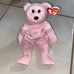 Ty Beanie Babies Baby Support Pink Ribbon Breast Cancer Teddy Bear Charity Rare